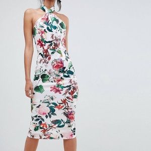 High neck floral dress